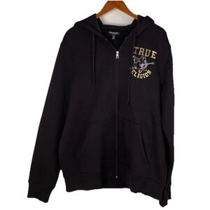 True Religion Buddha 3 Star Full Zip Hoodie Sweatshirt Black Gold  Men's XL NWT
